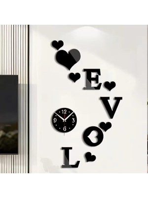 GHY Ahşap Love Temalı Duvar Saati
