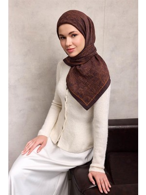 Silk Home Viskon Velora Eşarp Dört Mevsim Labirent Desen Patlıcan Moru 90X90