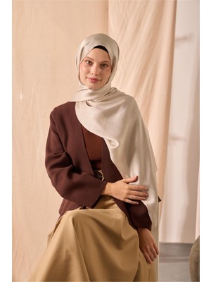 Silk Home Janjan Şal Tek Taraflı Krem Kendinden Çizgi Dokulu Parlak Yüzeyli 75X190