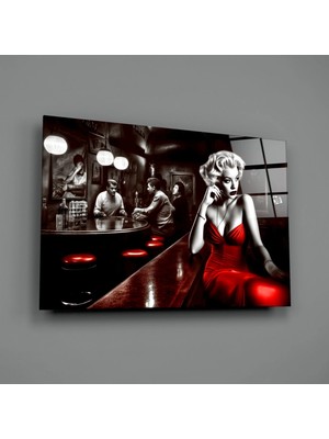 İnsigneart Insigne Art Design Barda Marilyn Cam Tablo || Tasarımcı Koleksiyonu