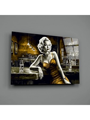 İnsigneart Insigne Art Design Barda Marilyn Cam Tablo || Tasarımcı Koleksiyonu