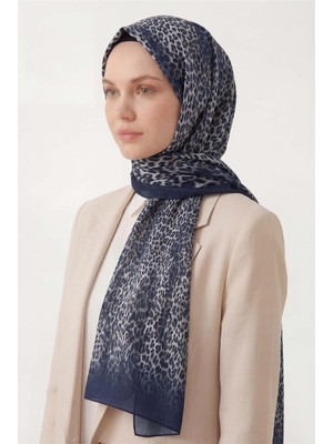 Silk Home Leopar Desen Pamuklu Lacivert 90X200 Soft Şal