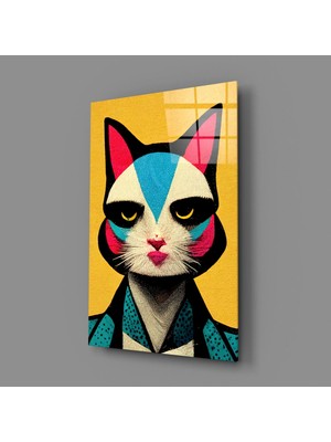 İnsigneart Kedi Cam Tablo || Tasarımcı Koleksiyonu