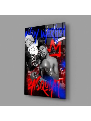 İnsigneart Insigne Art Design Andy Warhol ve Jean-Michel Basquiat Cam Tablo || Tasarımcı Koleksiyonu