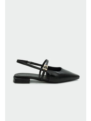 Laminta Noir Toka Detaylı Kadın Siyah Babet