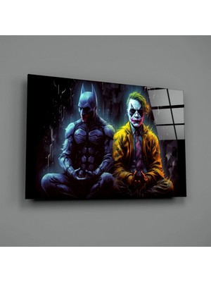 İnsigneart Batman ve Joker Barışıyor Cam Tablo || Tasarımcı Koleksiyonu
