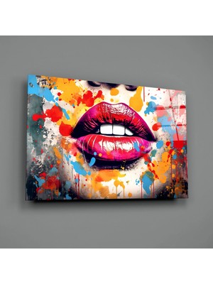 İnsigneart Insigne Art Design Kırmızı Dudak Cam Tablo || Tasarımcı Koleksiyonu