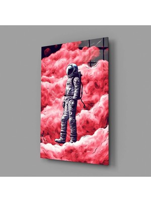İnsigneart Pembe Gezegendeki Astronot Cam Tablo || Tasarımcı Koleksiyonu