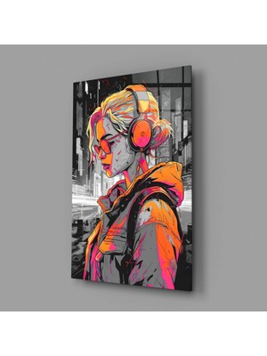 İnsigneart Insigne Art Design Müzik Kızı Cam Tablo || Tasarımcı Koleksiyonu