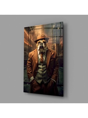İnsigneart Takım Elbiseli Bulldog Cam Tablo || Tasarımcı Koleksiyonu