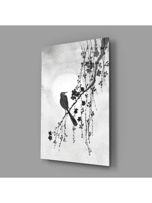 İnsigneart Insigne Art Design Daldaki Kuş Cam Tablo || Tasarımcı Koleksiyonu