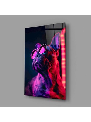 İnsigneart Gözlüklü Köpek Cam Tablo || Tasarımcı Koleksiyonu