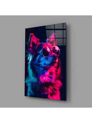 İnsigneart Gözlüklü Köpek Cam Tablo || Tasarımcı Koleksiyonu
