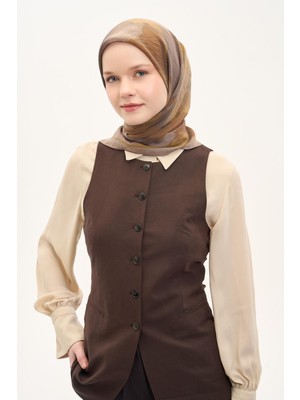Silk Home Olinda Ipek Karışımlı Eşarp Soyut Desen Vizon 90X90