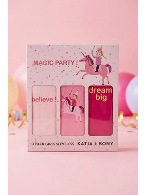 Katia & Bony 3'lü Paket Unicorn Kız Çocuk Kutulu Atlet Pembe