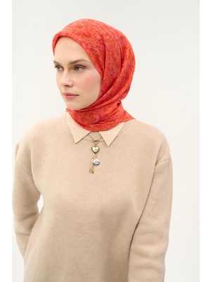 Silk Home Tencel Monare Eşarp Saray Baharı Desen Somon Pembe 90X90