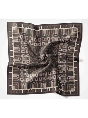 Silk Home Viskon Velora Eşarp Dört Mevsim Antik Motif Desen Antrasit 90X90