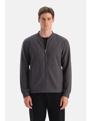Dagi Antrasıt Fermuarlı Cepli Sweatshirt