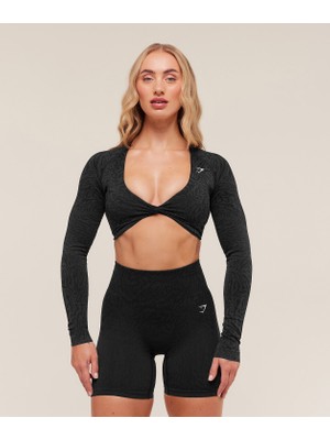 Gymshark Adapt Animal Crop Top Uzun Kollu Fit Kadın Spor Üst