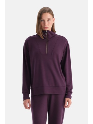 Dagi Mürdüm Travel Yarım Fermuarlı Sweatshirt