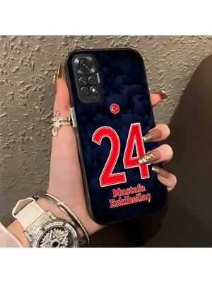 HONTINGA Xiaomi Redmi Note 11S ile Uyumlu Kılıfı Silikon Kenar Sert Arka Düşüme Önleyici Basitlik Anti Düşme Kamera Korumali Dünya Kupası 24 Numara Mustafa Eskihellaç Desen Telefon Kılıfı K1-1227