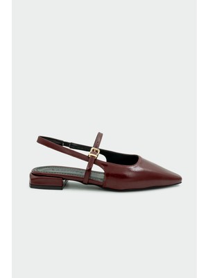 Laminta Noir Toka Detaylı Kadın Bordo Babet