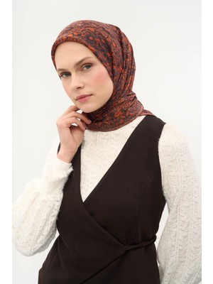 Silk Home Tencel Monare Eşarp Saray Baharı Desen Koyu Vizon 90X90