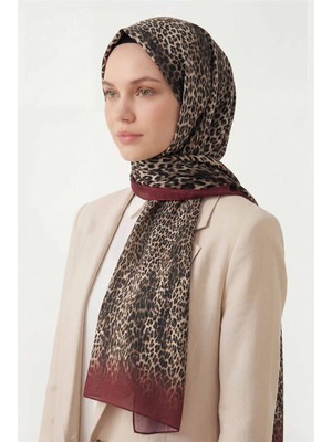Silk Home Leopar Desen Pamuklu Koyu Kırmızı 90X200 Soft Şal