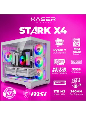 Xaser Stark X4 Ryzen 7 5700X 32GB Ram 1tb M.2 Nvme SSD 8gb RTX5050 Sıvı Soğutmalı Oyuncu Bilgisayarı
