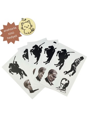 Hippodeco Atatürk Temalı Sticker – 11,5x8 cm Dayanıklı, Suya ve Çizilmeye Karşı Koruyucu Etiket
