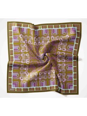 Silk Home Viskon Velora Eşarp Dört Mevsim Antik Motif Desen Yeşil 90X90