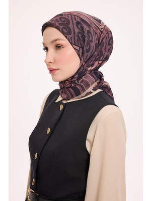 Silk Home Viskon Velora Eşarp Dört Mevsim Antik Motif Desen Koyu Mor 90X90
