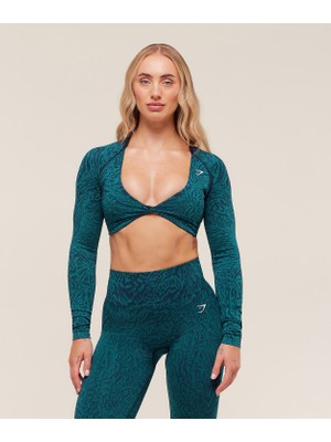Gymshark Adapt Animal Crop Top Uzun Kollu Fit Kadın Spor Üst
