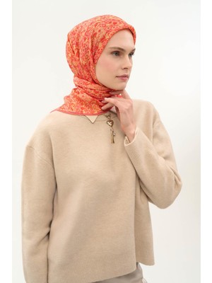 Silk Home Tencel Monare Eşarp Saray Baharı Desen Yavruağzı 90X90