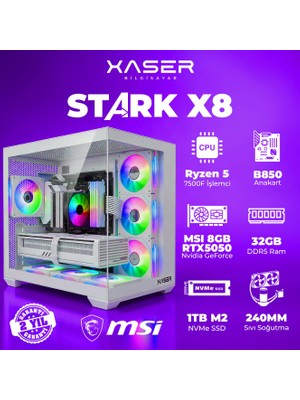 Xaser Stark X8 Ryzen 5 7500F 32GB Ram 1tb M.2 Nvme SSD 8gb RTX5050 Sıvı Soğutmalı Oyuncu Bilgisayarı