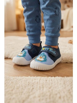 Gezer Yazlık Bebe Erkek Keten Happy Bird Cırt Cırtlı Ayarlanabilir Ayakkabı