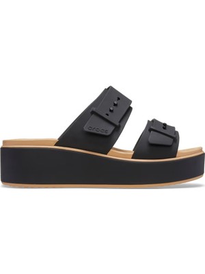 Crocs Brooklyn Buckle Matte Wrap  Low Wedge Kadın Terlik 212408-0RI Black/cashew