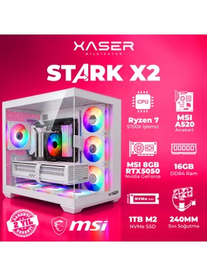 Xaser Stark X2 Ryzen 7 5700X 16GB Ram 1tb M.2 Nvme SSD 8gb RTX5050 Sıvı Soğutmalı Oyuncu Bilgisayarı