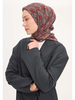 Silk Home Tencel Monare Eşarp Bahar Desen Kırmızı 90X90