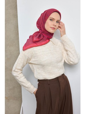 Silk Home Tencel Monare Eşarp Madalyon Desen Kırmızı 90X90