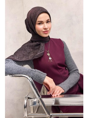 Silk Home Viskon Velora Eşarp Dört Mevsim Labirent Desen Koyu Vizon 90X90