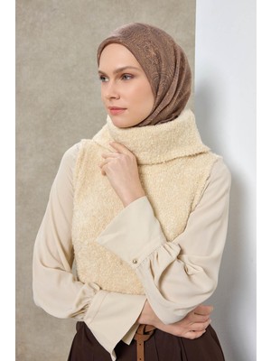 Silk Home Tencel Monare Eşarp Etnik Desen Pudra Vizon 90X90