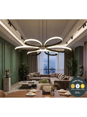 Lzy Avize Store Yonca 6’lı Siyah Sarkıt 3 Renkli Salon Mutfak Çocuk Odası Yemek Masası ve Antre Için Modern LED