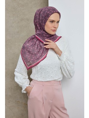 Silk Home Tencel Monare Eşarp Geometrik Motif Desen Mor 90X90