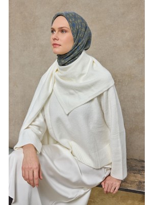 Silk Home Tencel Monare Eşarp Geometrik Motif Desen Mavi Sarı 90X90