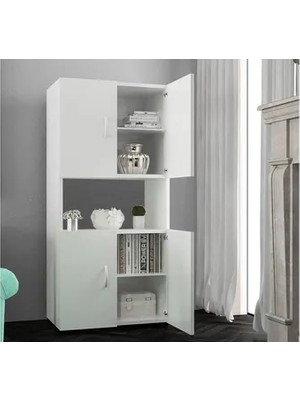 Vivense Elif Tek Raflı Dolap, 4 Kapaklı