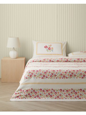English Home Serena Baskılı Pamuklu Çift Kişilik Pike Takımı 200X220 cm Pembe