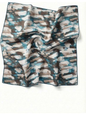 Silk Home Pamuk Karışımlı Soft Eşarp Soyut Fırça Desen Gri 90X90