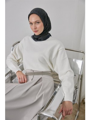 Silk Home Viskon Velora Eşarp Lacivert Haki Ince Çizgili Hafif Dökümlü 90X90