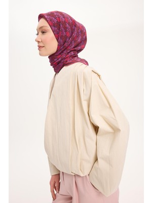 Silk Home Tencel Monare Eşarp Bahar Desen Kırmızı Mor 90X90